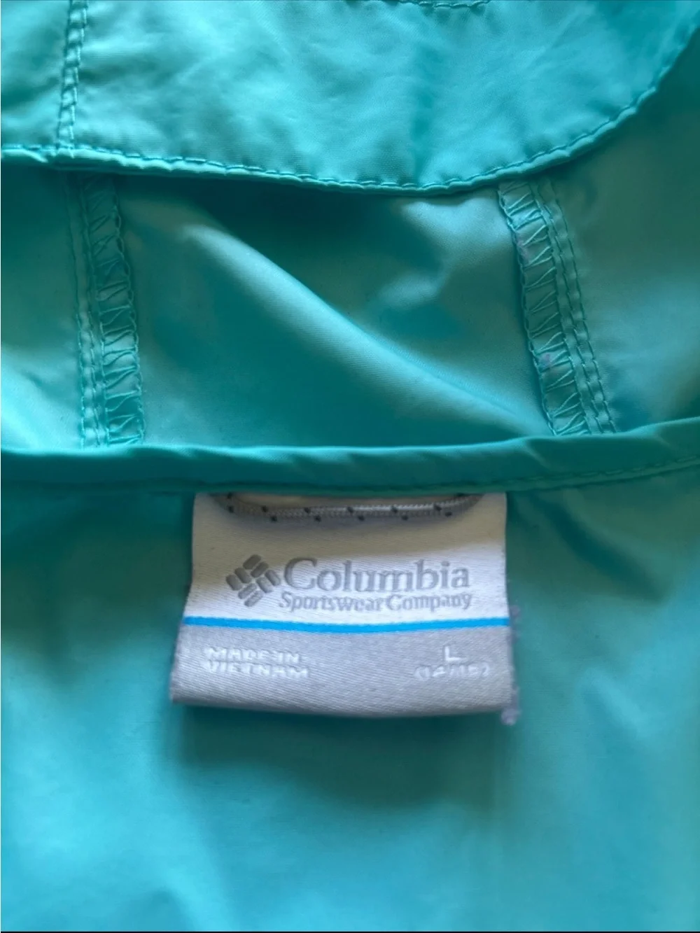Columbia Teal Lightweight Hooded Jacket kids size large